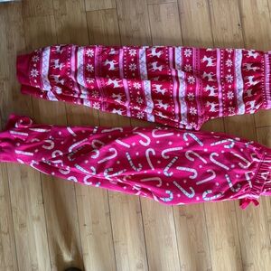 Girls Festive Red Holiday Pajama Pants -2 pairs